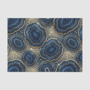 Luxury Decoupage Navy Blue + Gold Agate Geode Tissue Paper