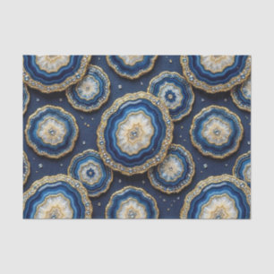 Luxury Decoupage Navy Blue + Gold Agate Geode Tissue Paper