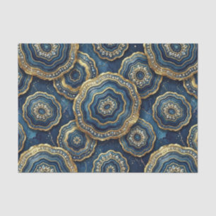 Luxury Decoupage Navy Blue + Gold Agate Geode Tissue Paper