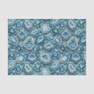 Luxury Decoupage Ocean Blue + Gold Agate Geode Tissue Paper