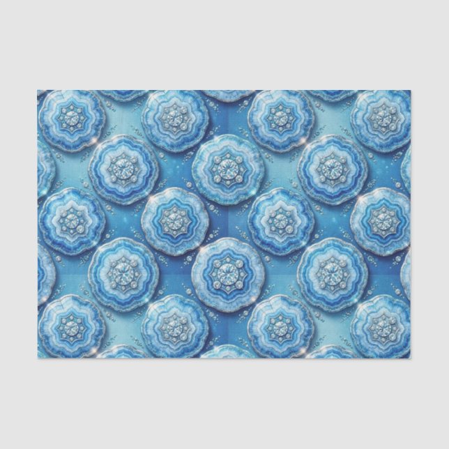 Luxury Decoupage | Ocean Blue + Gold Agate Geode Tissue Paper (Front)