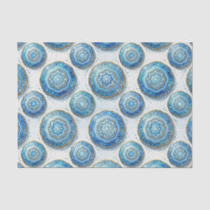 Luxury Decoupage Ocean Blue + Gold Agate Geode Tissue Paper