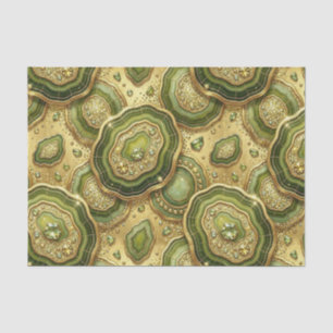 Luxury Decoupage Olive Green + Gold Agate Geode Tissue Paper