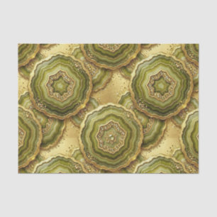 Luxury Decoupage Olive Green + Gold Agate Geode Tissue Paper