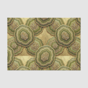 Luxury Decoupage Olive Green + Gold Agate Geode Tissue Paper
