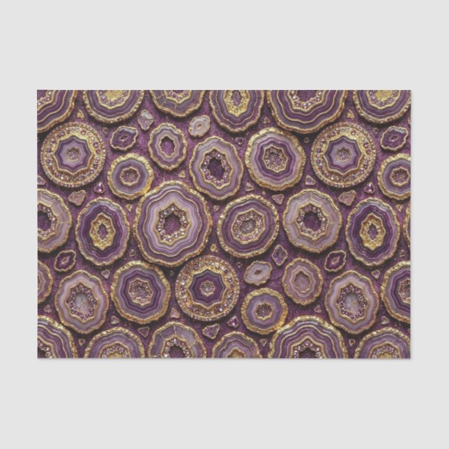 Luxury Decoupage | Purple + Gold Agate Geode Tissue Paper (Front)