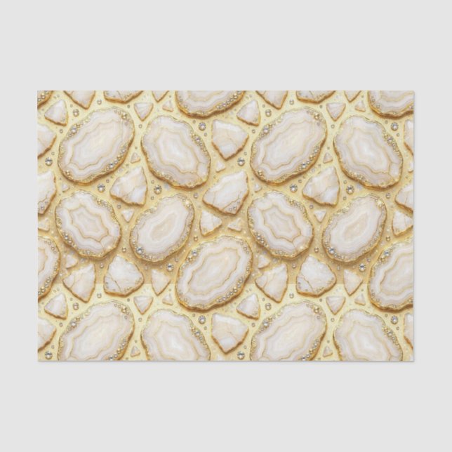 Luxury Decoupage | White + Gold Agate Geode Tissue Paper (Front)