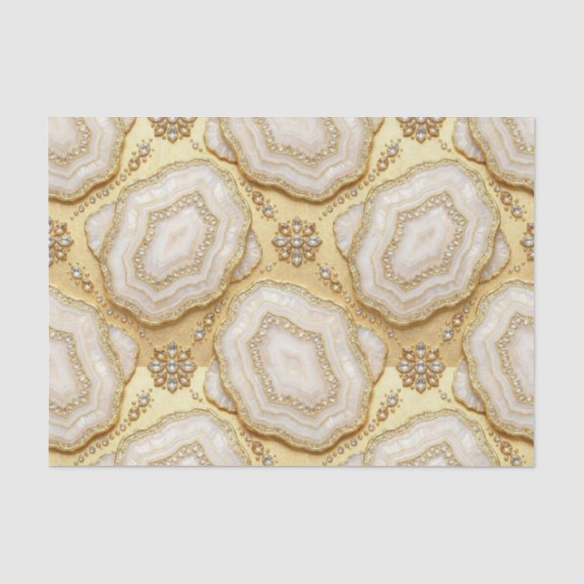 Luxury Decoupage | White + Gold Agate Geode Tissue Paper (Front)