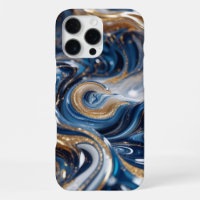 Luxury Deep Blue Gold Swirl 3D Marble Texture,