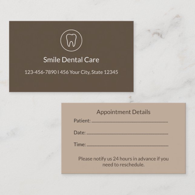 Luxury Dental Appointment Card | Clinic Reminder (Front/Back)