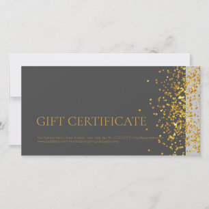 Luxury Design Gift Certificate Gold Sparkle Grey Thank You Card