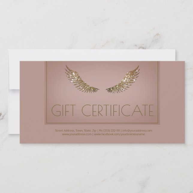 Luxury Design Lash Gift Certificate Golden Wings Thank You Card (Front)