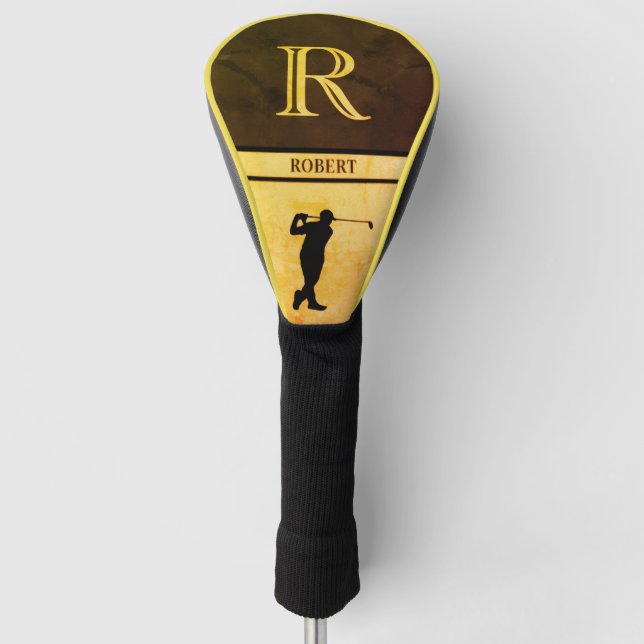 Luxury Design Robert “R” Monogram leather Golf Head Cover (Front)
