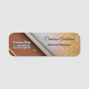 Luxury Diagonal Glitter Brown Gold Tag
