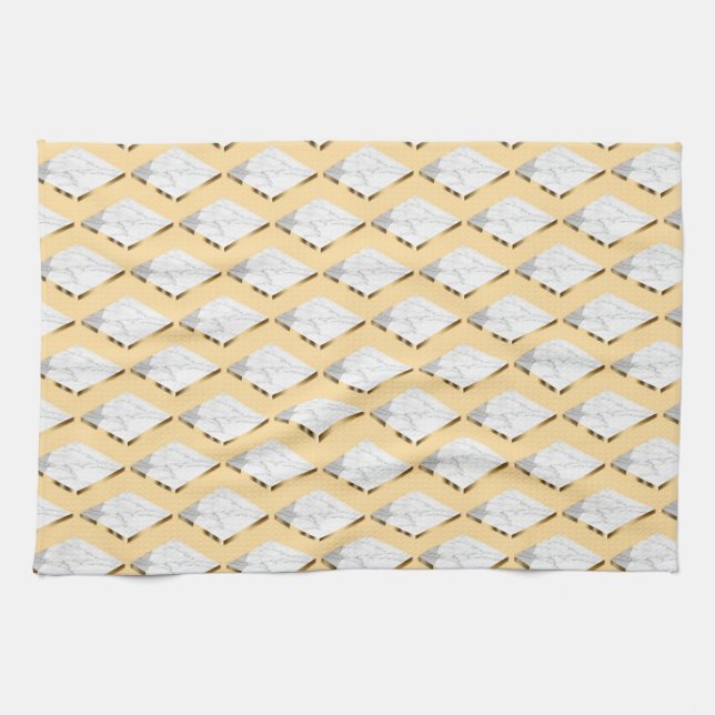 Luxury diamond composition gold edged marble slabs tea towel (Horizontal)