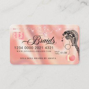 Luxury Diamond Foil Hair Braiding Credit Style Bus Business Card