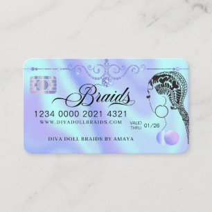 Luxury Diamond Foil Hair Braiding Credit Style Bus Business Card