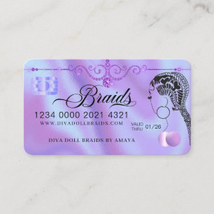 Luxury Diamond Foil Hair Braiding Credit Style Bus Business Card