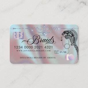 Luxury Diamond Foil Hair Braiding Credit Style Business Card