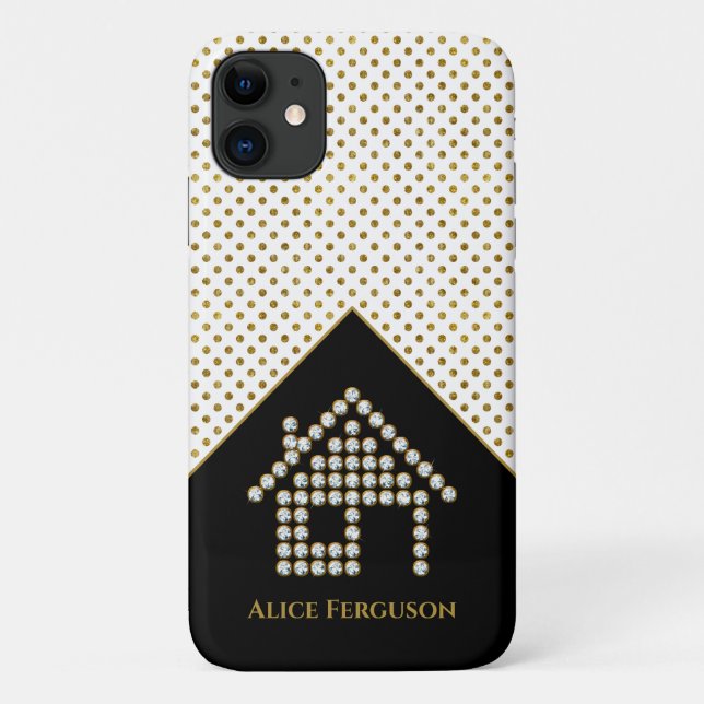 Luxury Diamond Home | Gold Polka Dots Case-Mate iPhone Case (Back)