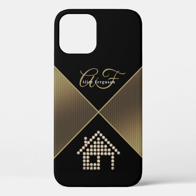 Luxury Diamond Home | Golden Initals Case-Mate iPhone Case (Back)