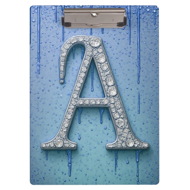 Luxury Diamond Letter A Monogram With Gold Drips Clipboard (Front)