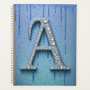 Luxury Diamond Letter A Monogram With Gold Drips Planner