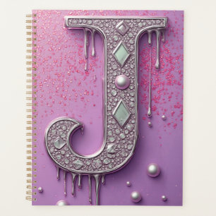 Luxury Diamond Letter J Monogram With Gold Drips Planner
