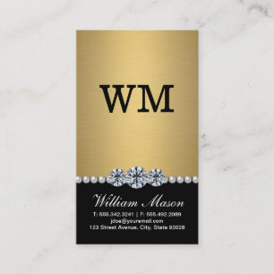 Luxury Diamonds Gold Pearls Business Card