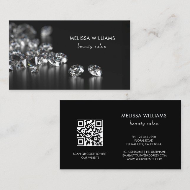 Luxury Diamonds Jeweler Jewelry Store Business Card (Front/Back)