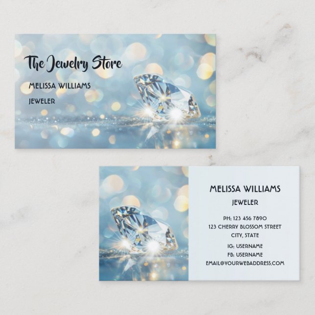 Luxury Diamonds Jeweller Jewellery Store Business Card (Front/Back)