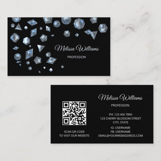 Luxury Diamonds Jeweller Jewellery Store Business Card (Front/Back)