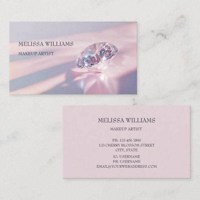 Luxury Diamonds Pink Glam Business Card (Front/Back)