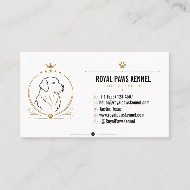 Luxury Dog Breeder Custom Business Card  (Front)