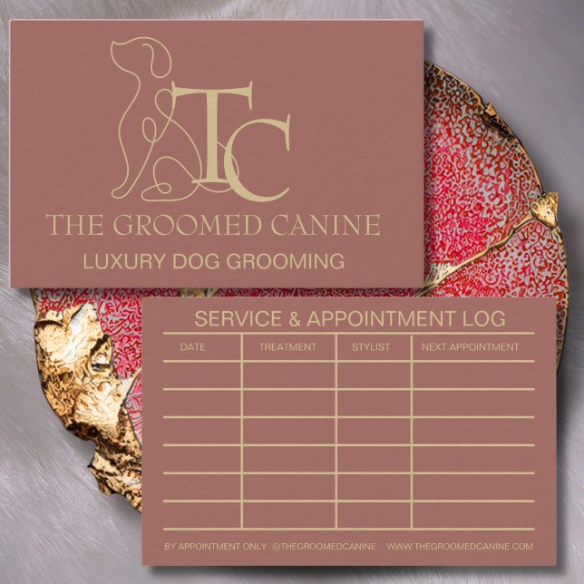 Luxury Dog Grooming Business Card Burnt Terracotta (terracotta dog grooming business card)
