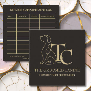 Luxury Dog Grooming Business Card Espresso Bean