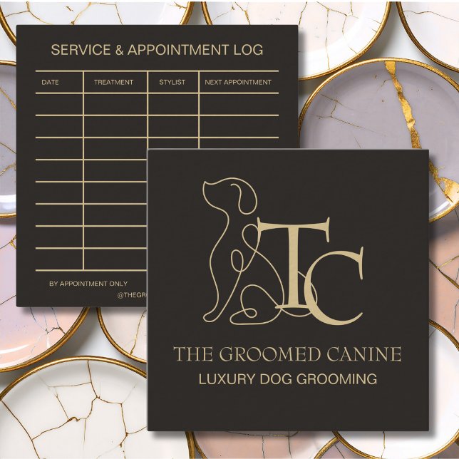 Luxury Dog Grooming Business Card Espresso Bean (Espresso Bean dog grooming business cards)