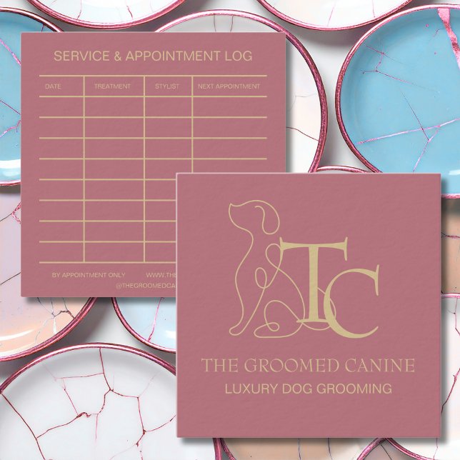 Luxury Dog Grooming Business Card Pet Rose Gold (Rose gold dog grooming business cards for high end pet salons)