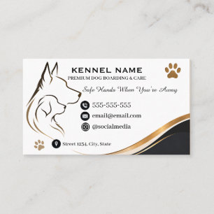 Luxury Dog Kennel Elegant Gold Wave Customisable  Business Card