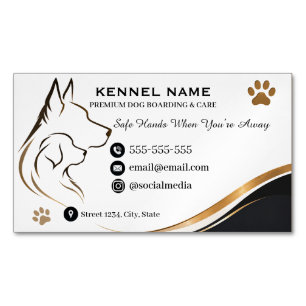 Luxury Dog Kennel Elegant Gold Wave Customisable  Magnetic Business Card
