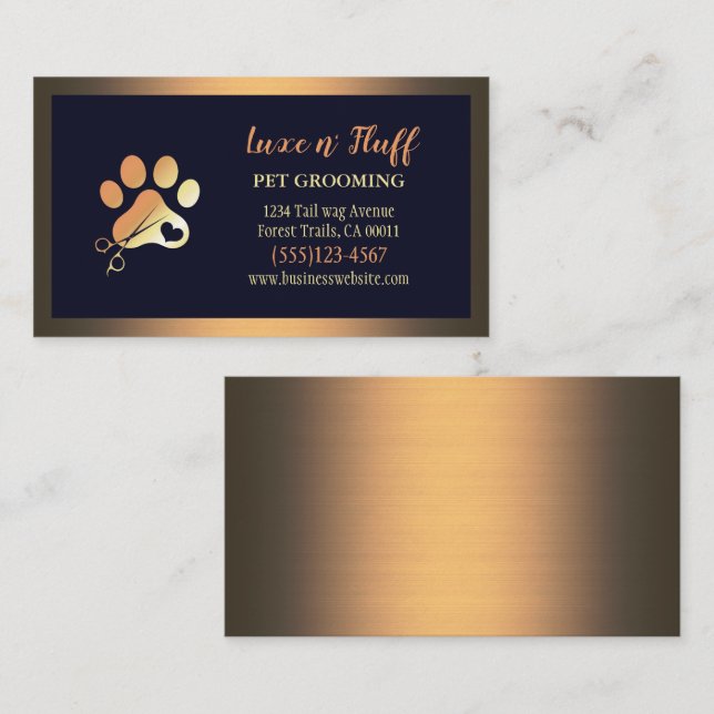 Luxury Dog Pet Grooming Paw Scissors Business Card (Front/Back)