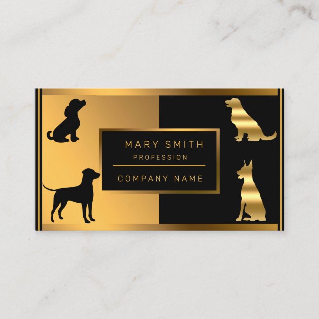 Luxury Dog Walker And Veterinarian Add Your Text Business Card (Front)