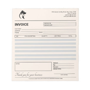 Luxury Dog Walker / Pet Sitter Invoice / Receipt  Notepad