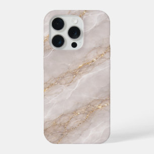 Luxury Dove Grey Marble with White Veins & Gold iPhone 15 Pro Case