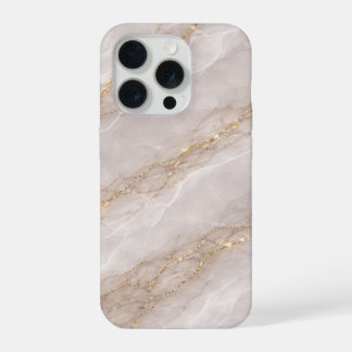 Luxury Dove Grey Marble with White Veins & Gold iPhone 15 Pro Case