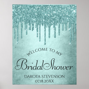 Luxury Drip Bridal Shower   Pastel Mint Green Pour Poster