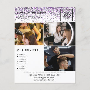 Luxury drips glitter purple Salon Flyer
