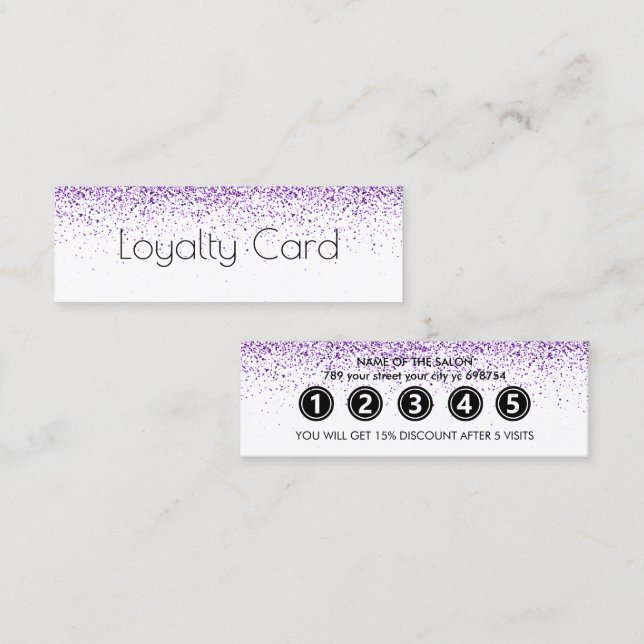 Luxury drips glitter purple Salon  Loyalty Card (Front/Back)