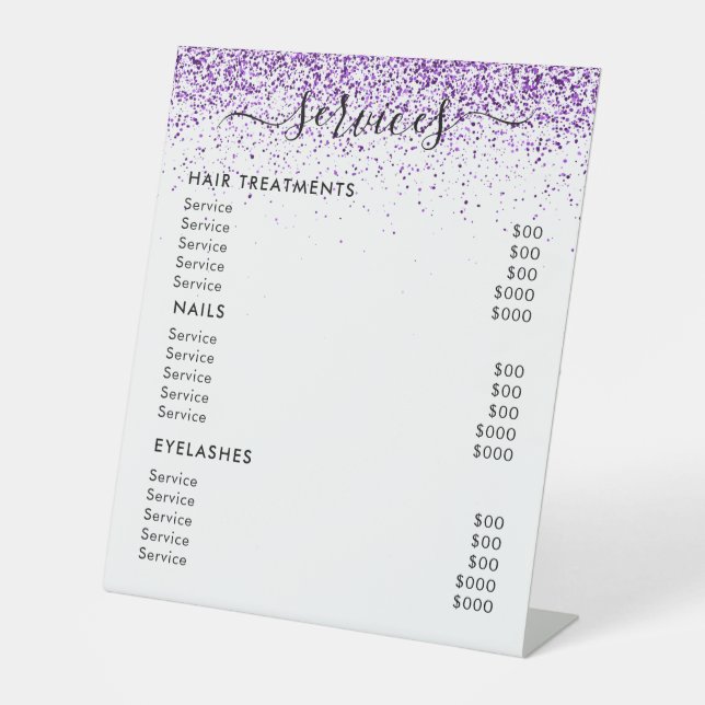 Luxury drips glitter purple Salon Pedestal Sign (Front)
