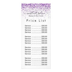 Luxury drips glitter purple Salon Rack Card